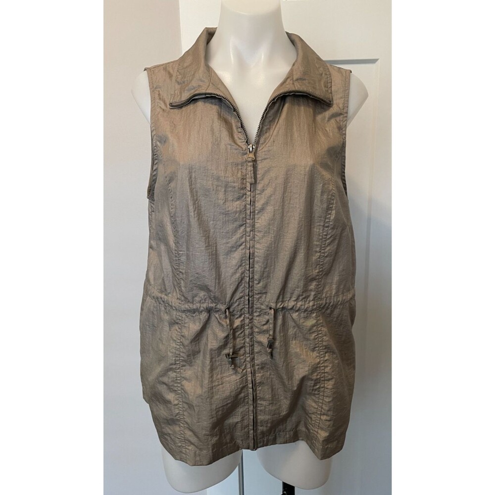 CHICOS Weekends Womens VEST Zip Front TAUPE Brown Size 1 (M/8)